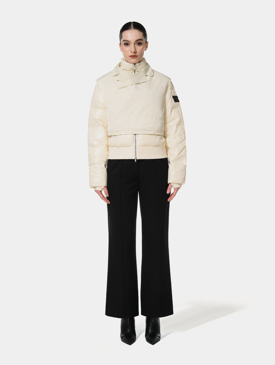 PUFFER JACKET WITH VEST - OFF WHITE