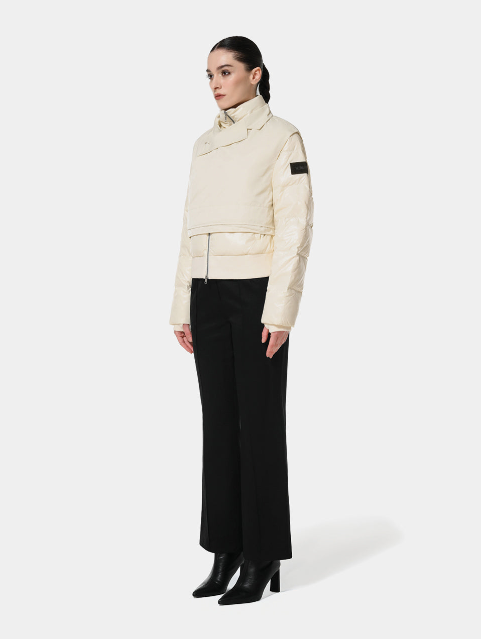 PUFFER JACKET WITH VEST - OFF WHITE