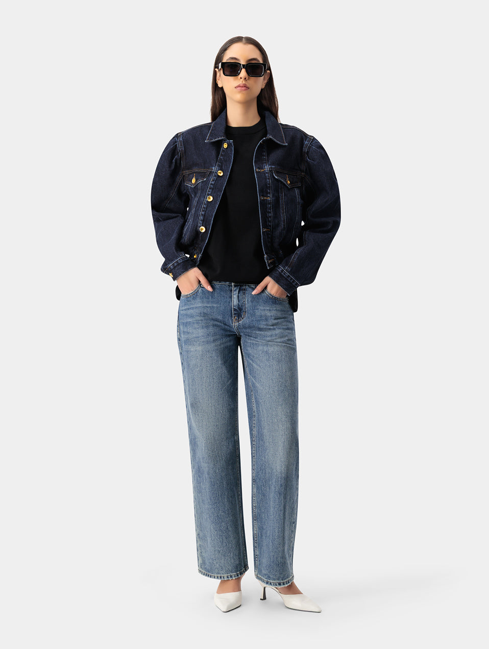 RUCHED DENIM JACKET