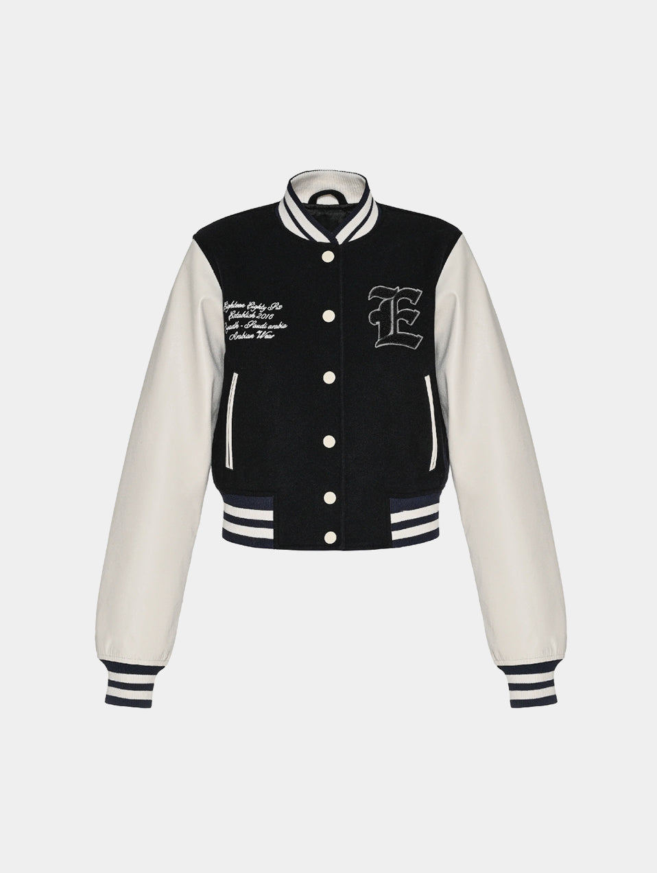 SHORT VARSITY JACKET - BLACK