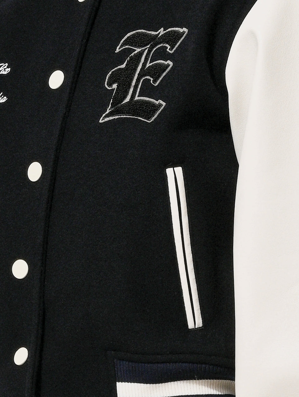 SHORT VARSITY JACKET - BLACK