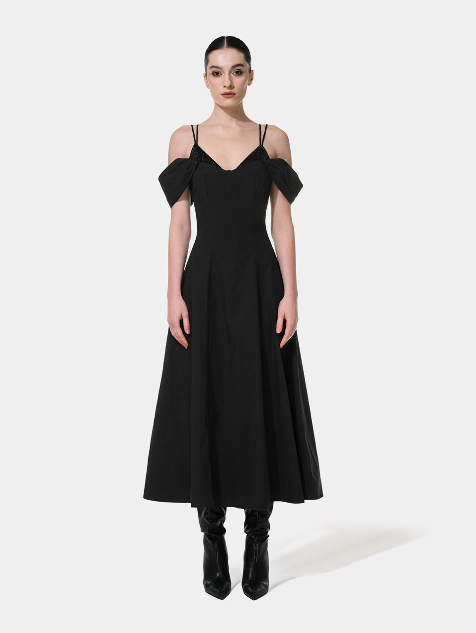 SPAGHETTI STRAP MAXI DRESS - BLACK