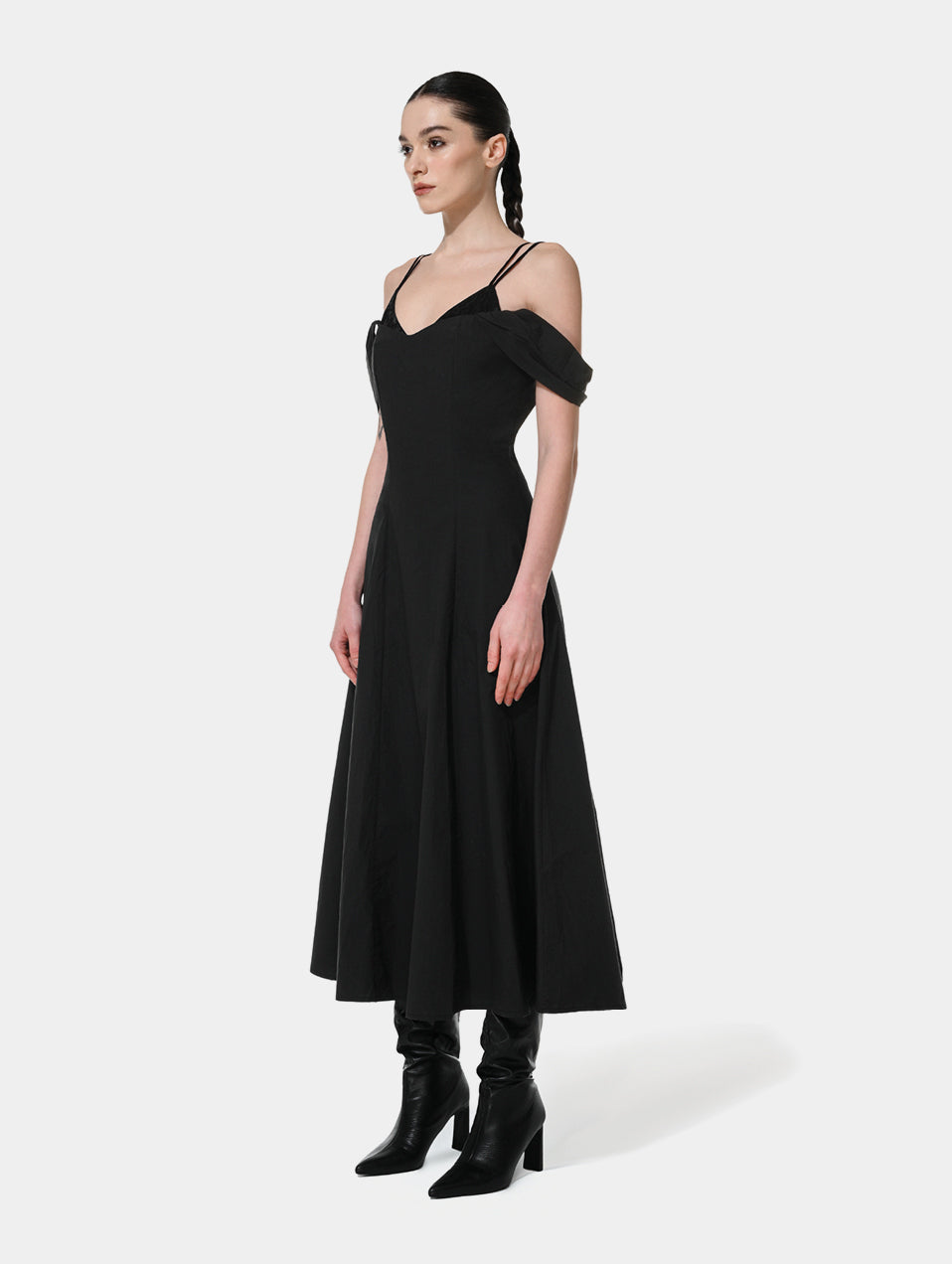 SPAGHETTI STRAP MAXI DRESS - BLACK