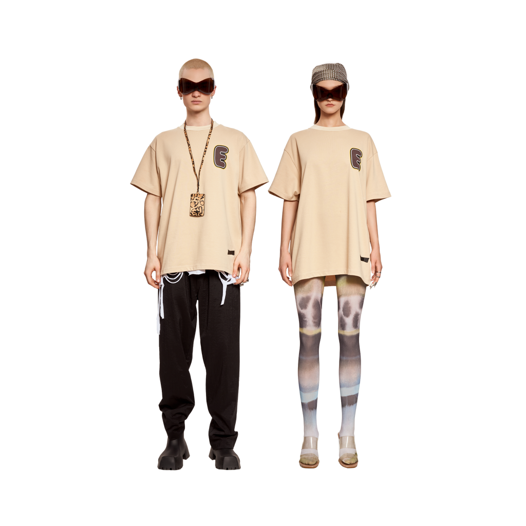 E PUFFER LOGO T- SHIRT- BIEGE