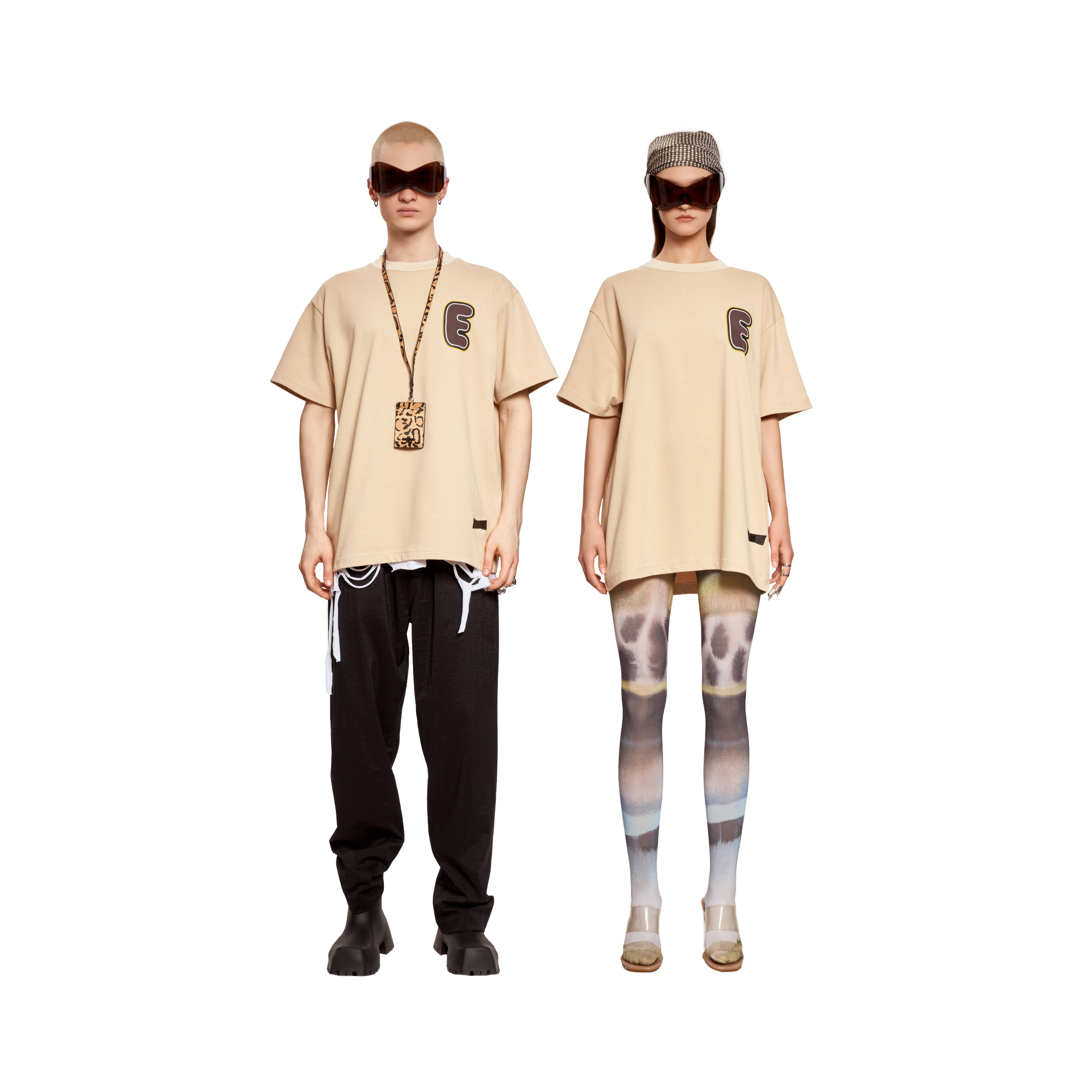 E PUFFER LOGO T- SHIRT- BIEGE