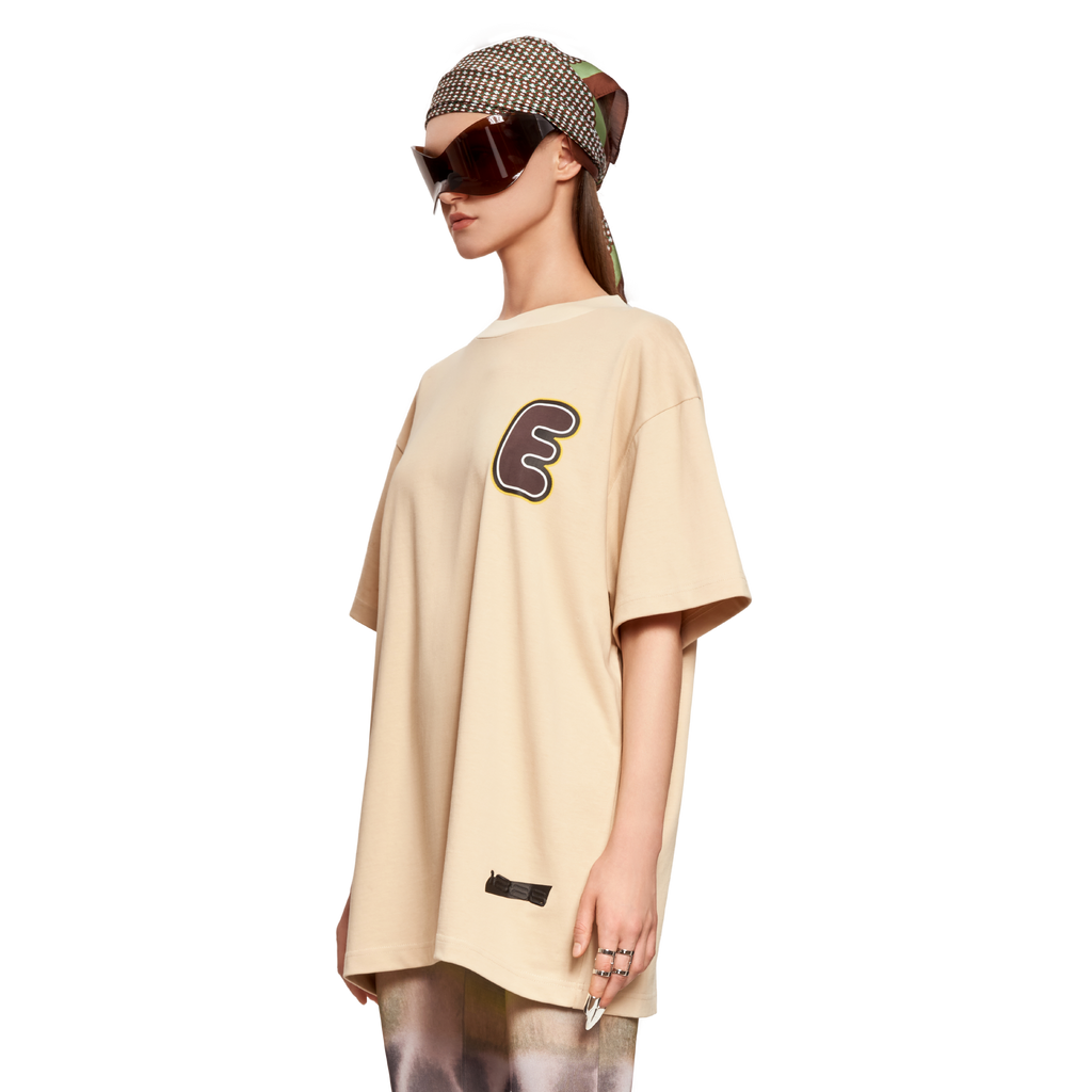 E PUFFER LOGO T- SHIRT- BIEGE
