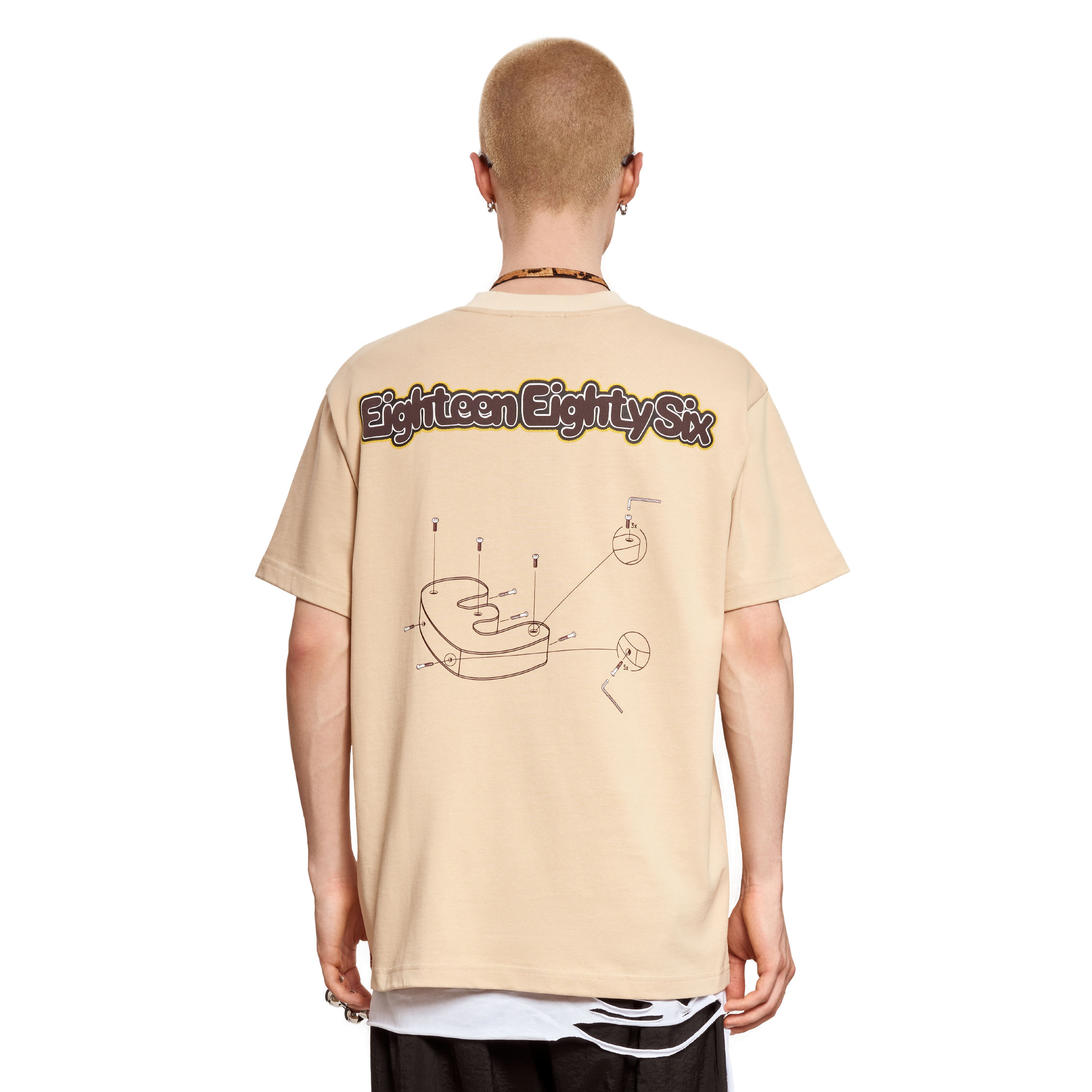 E PUFFER LOGO T- SHIRT- BIEGE