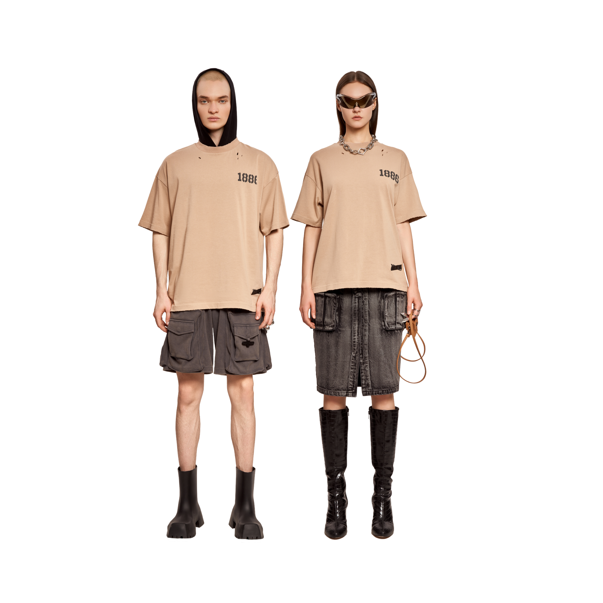 COUNTY JAIL LOGO T-SHIRT- BEIGE – 1886 fashion