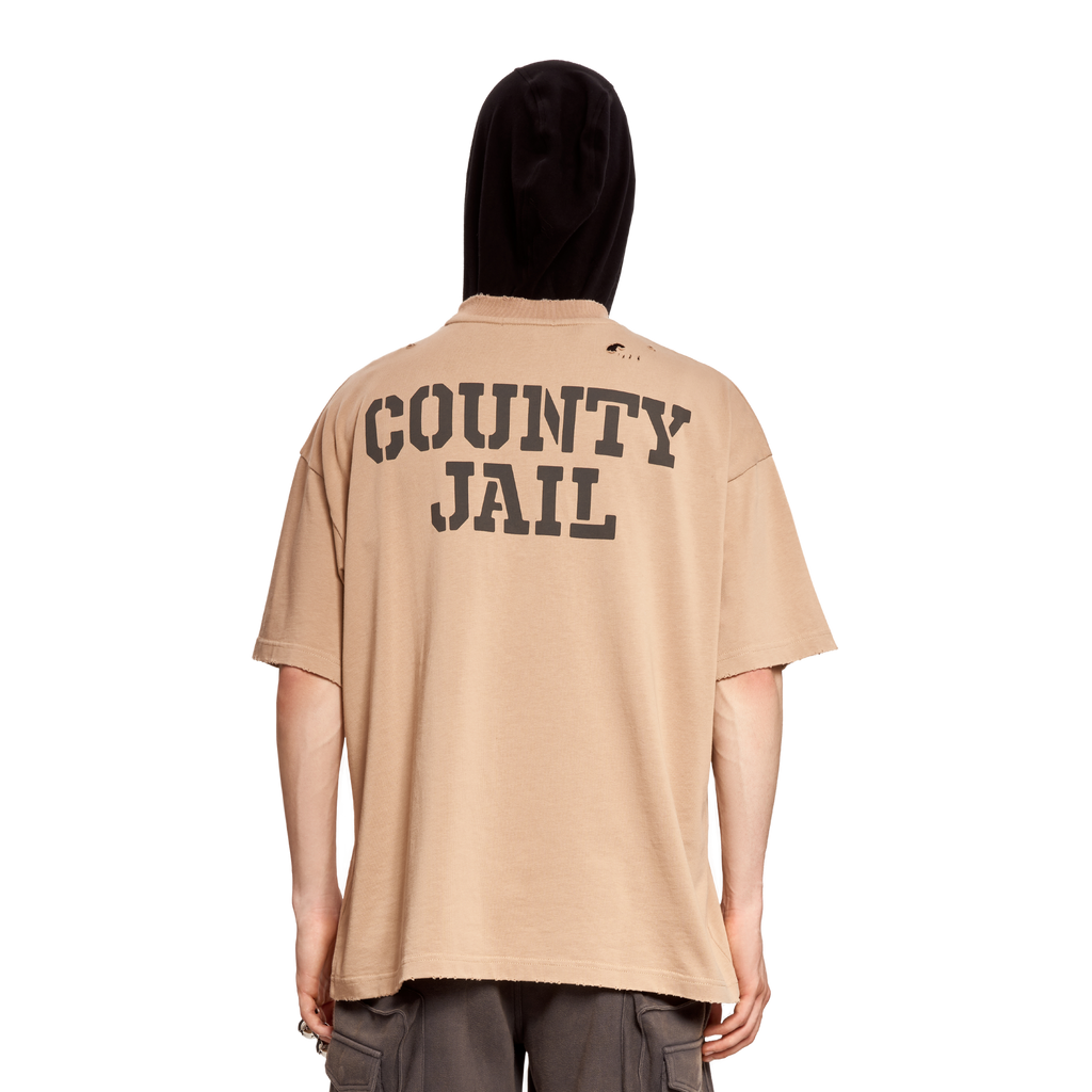 COUNTY JAIL LOGO T-SHIRT- BEIGE
