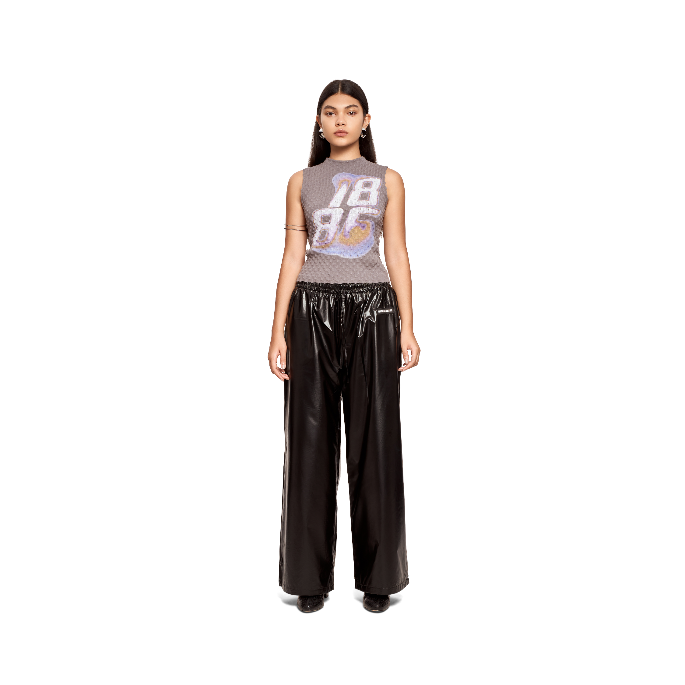 TEXTURED PRINTED TOP- GREY