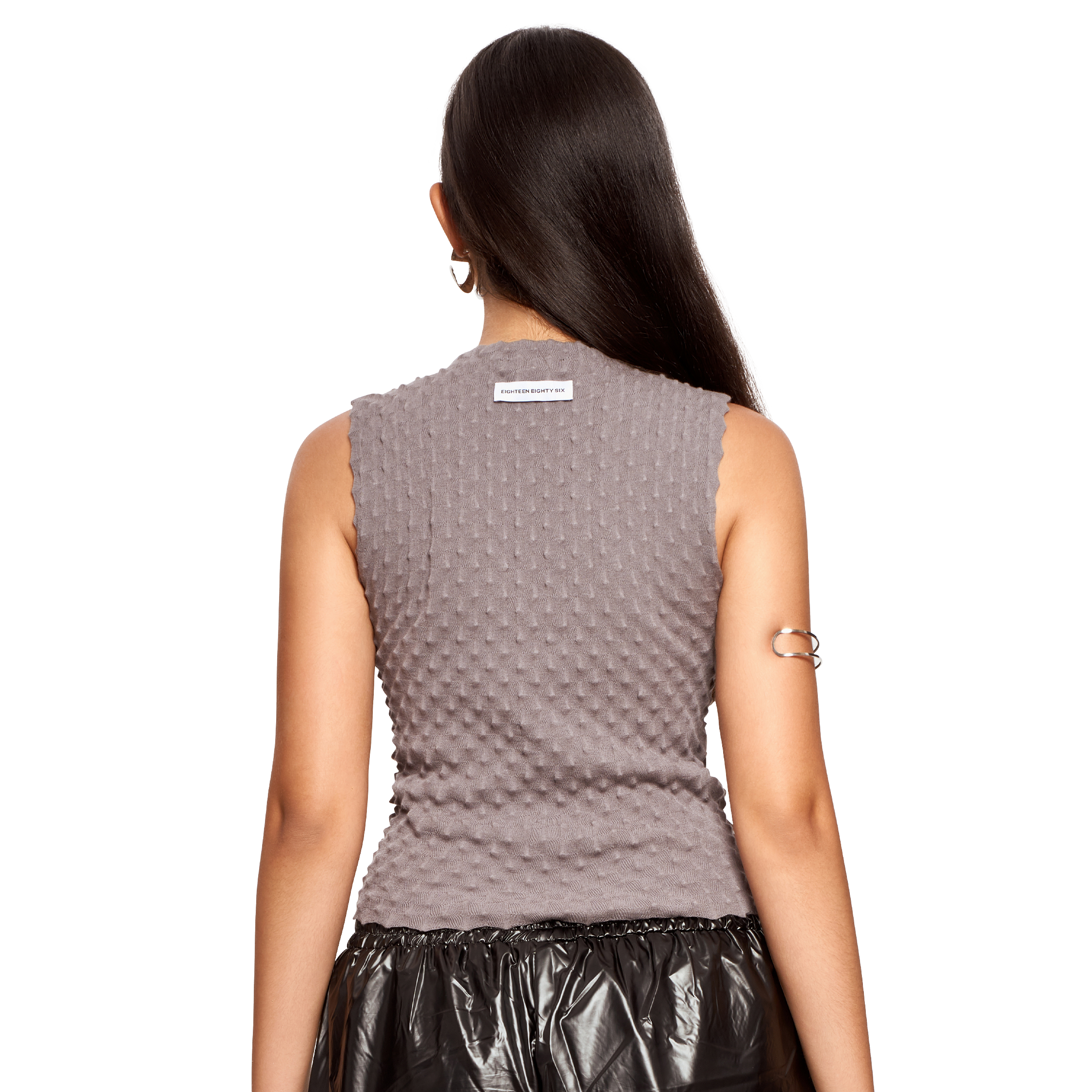 TEXTURED PRINTED TOP- GREY