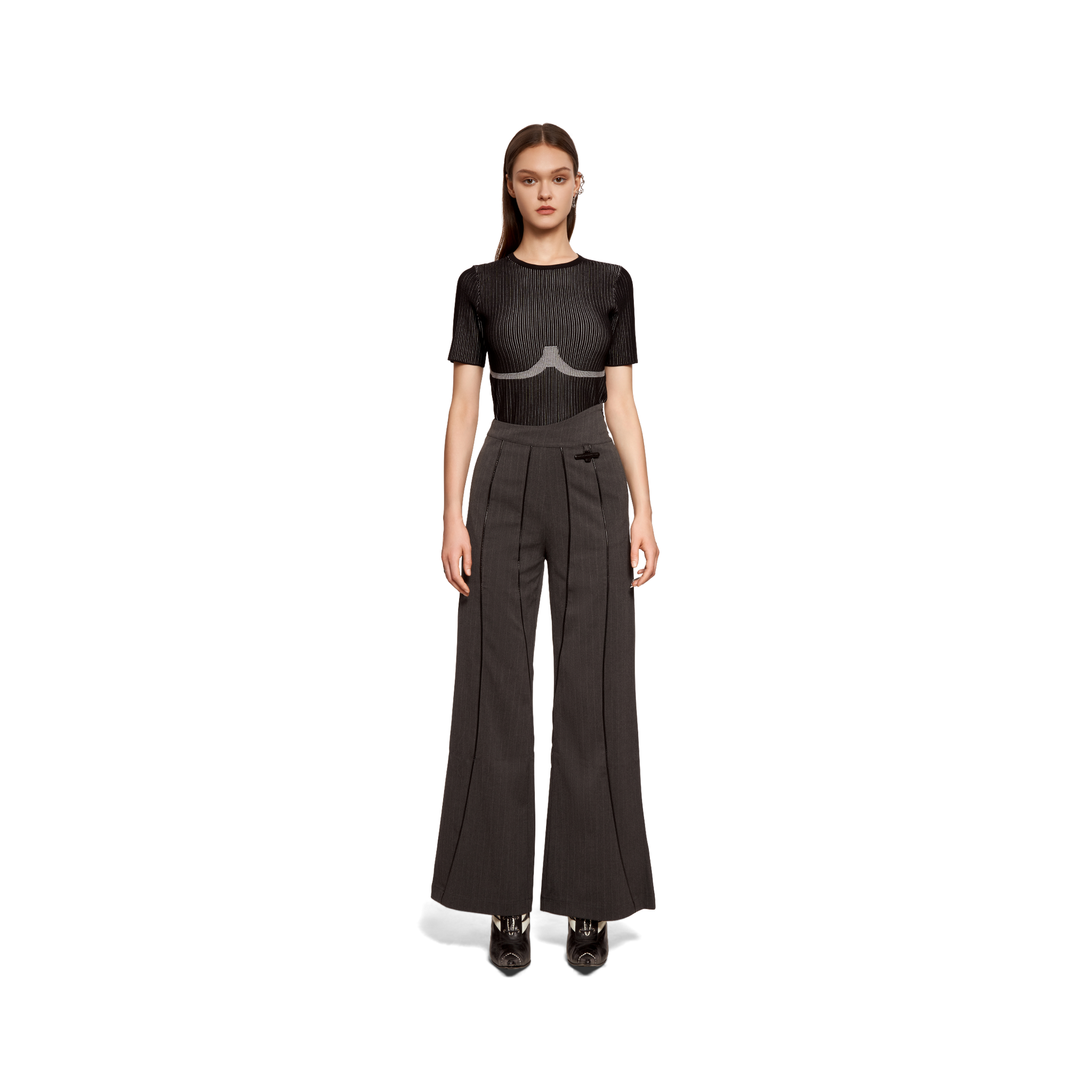 Panelled wide leg trousers - grey