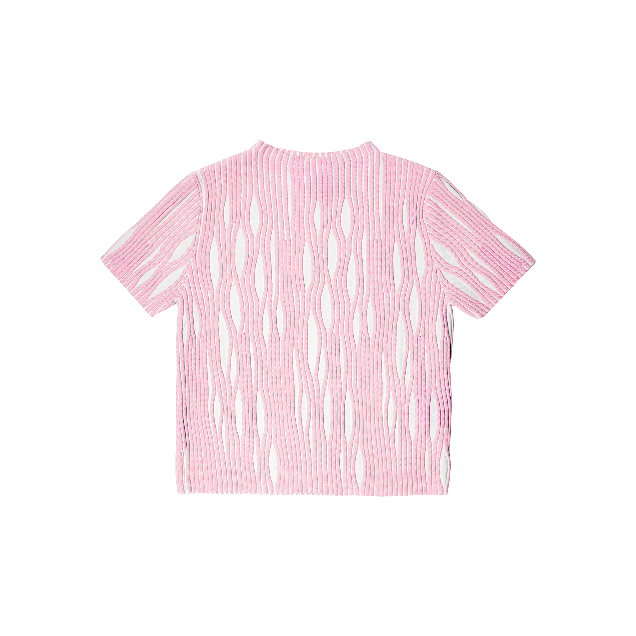 Fitted textured top - White & Pink