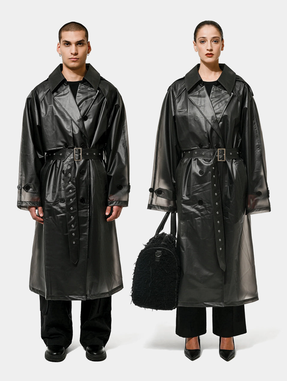 TRANSPARENT TRENCH - BLACK