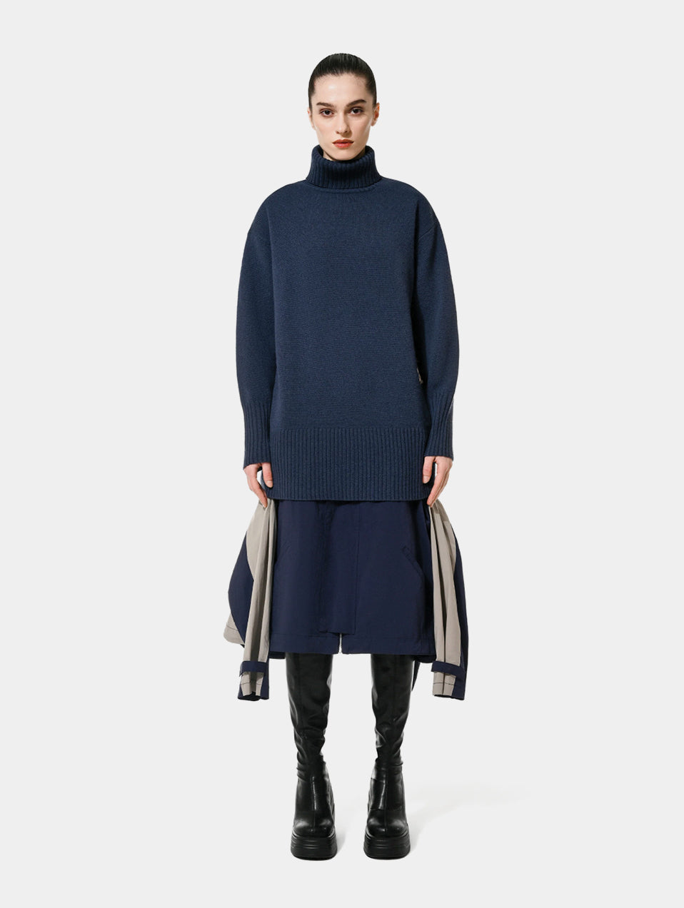 TURTLE NECK KNIT SWEATER- BLUE