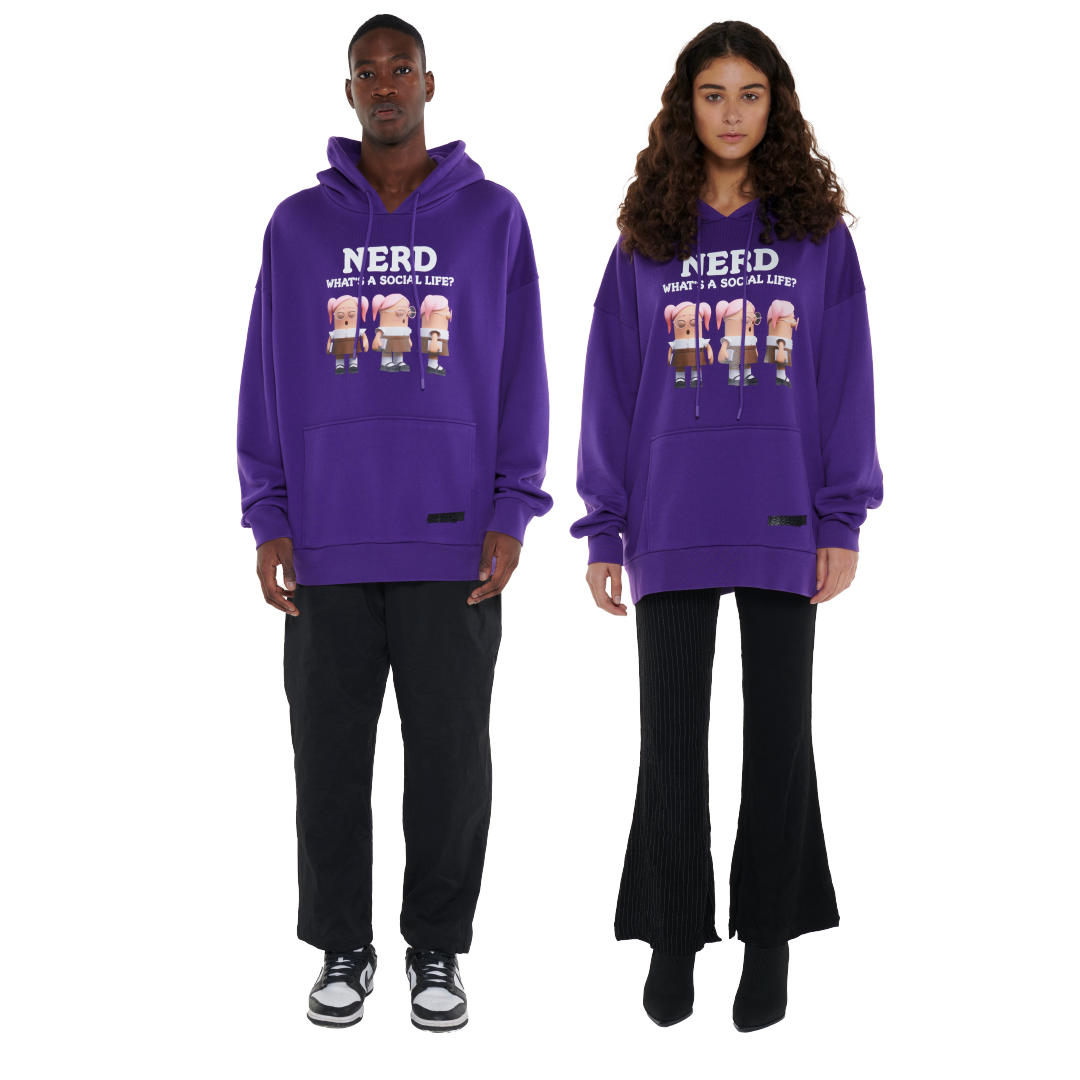 Nerd Oversized Hoodie-Purple