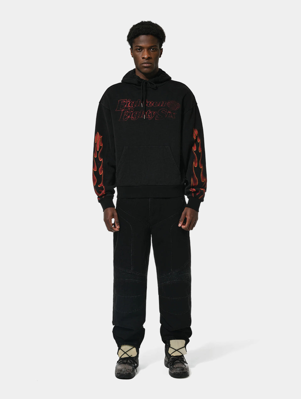 WASHED BIKER PANT - BLACK
