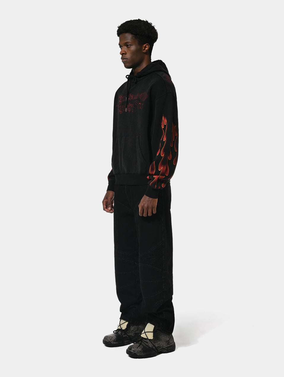 WASHED BIKER PANT - BLACK