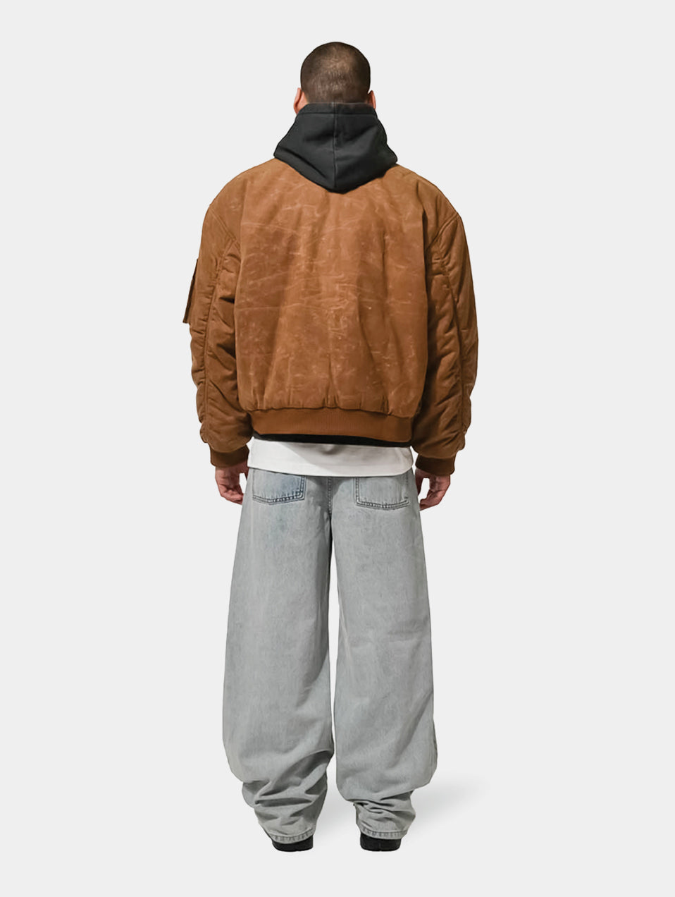 WAXED CANVAS BOMBER - CAMEL