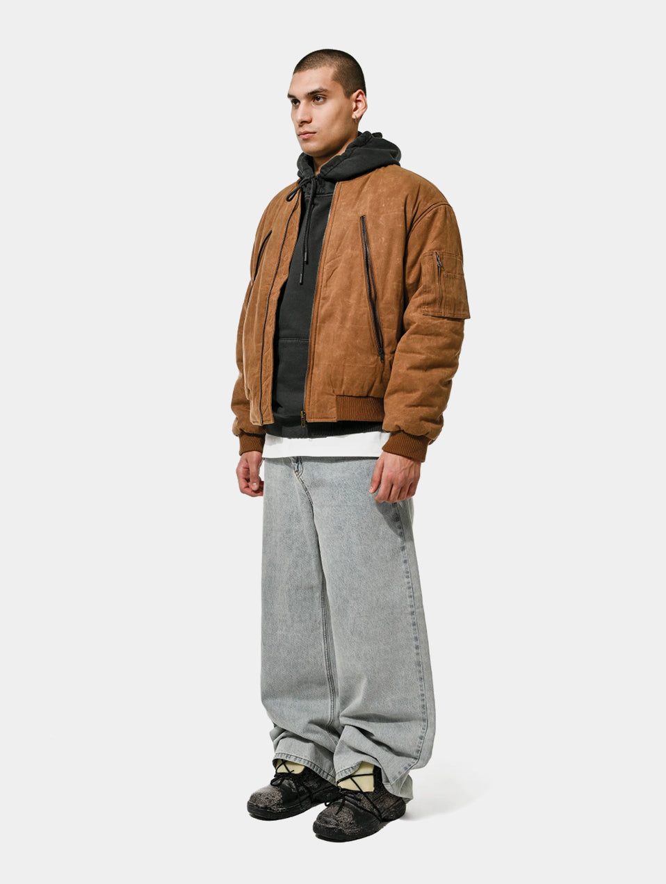 WAXED CANVAS BOMBER - CAMEL