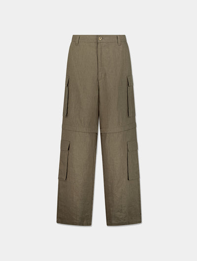 ZIP-OFF CARGO LINEN PANT