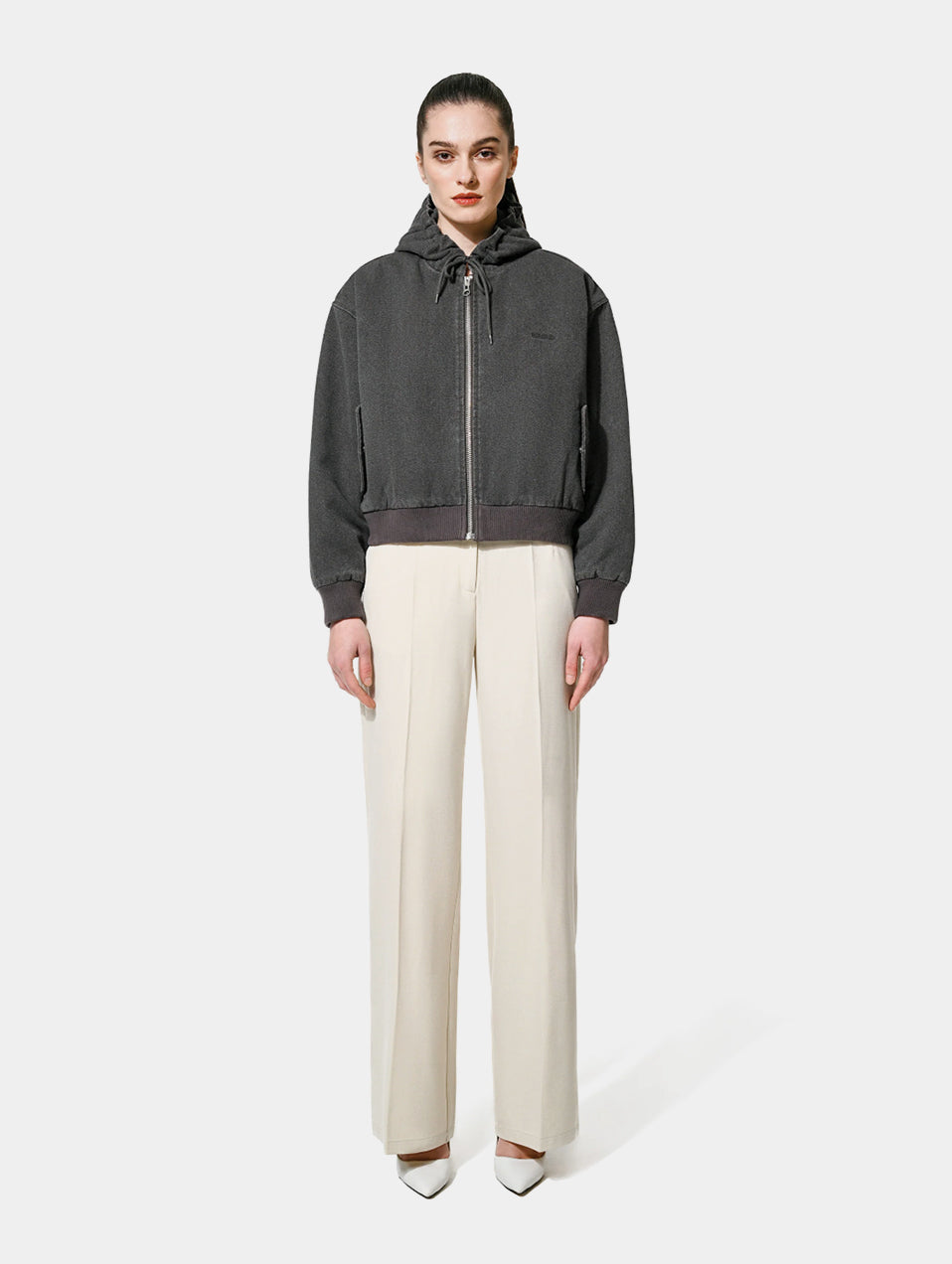 ZIP LEG PANTS - OFF WHITE