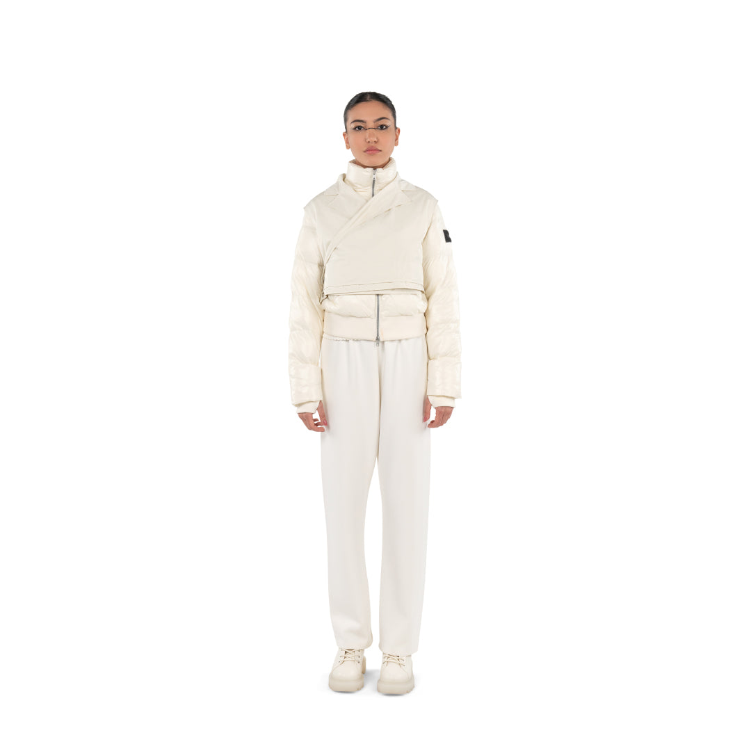 PUFFER JACKET WITH VEST - OFF WHITE