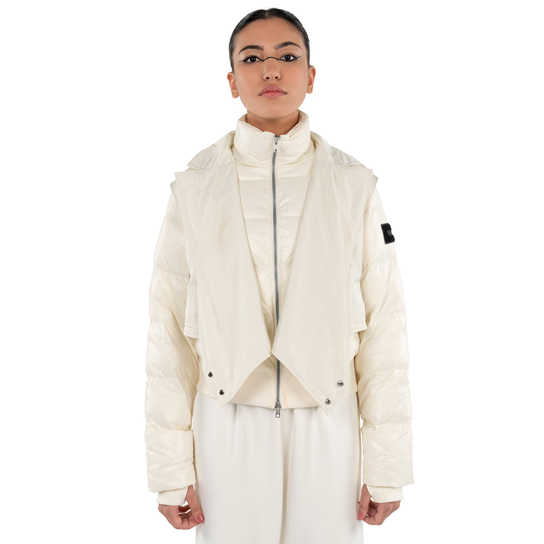 PUFFER JACKET WITH VEST - OFF WHITE