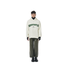 Long sleeves Loose cut hoodie in off white color fabric featuring Eighteen Eighty-Six print at front. 1886 logo embroidered at bottom front. Loose at cuffs and hem.