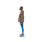 Long sleeves oversize cut hoodie in washed brown color fabric featuring 1886 print at back. 1886 logo embroidered at kangaroo pocket. A button on the hood. Rib knit at cuffs and hem