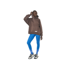 Long sleeves oversize cut hoodie in washed brown color fabric featuring 1886 print at back. 1886 logo embroidered at kangaroo pocket. A button on the hood. Rib knit at cuffs and hem
