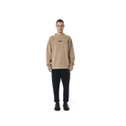 Long sleeves loose cut jumper in  burnt beige color fabric featuring Eighteen Eighty-Six embroidered at front. Rib knit at cuffs and hem.