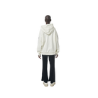 Long sleeves oversize cut hoodie in washed off white color fabric featuring 1886 print at sleeves. 1886 logo embroidered at kangaroo pocket. A button on the hood. Rib knit at cuffs and hem.