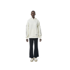 Long sleeves oversize cut hoodie in washed off white color fabric featuring 1886 print at sleeves. 1886 logo embroidered at kangaroo pocket. A button on the hood. Rib knit at cuffs and hem.