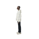 Long sleeves oversize cut hoodie in washed off white color fabric featuring 1886 print at sleeves. 1886 logo embroidered at kangaroo pocket. A button on the hood. Rib knit at cuffs and hem.