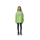 Long sleeves oversize cut hoodie in washed neon green  color fabric featuring  ' The Flying Monkeys Club '  logo print at front and at back. 1886 logo embroidered at kangaroo pocket. Rib knit at cuffs and hem.