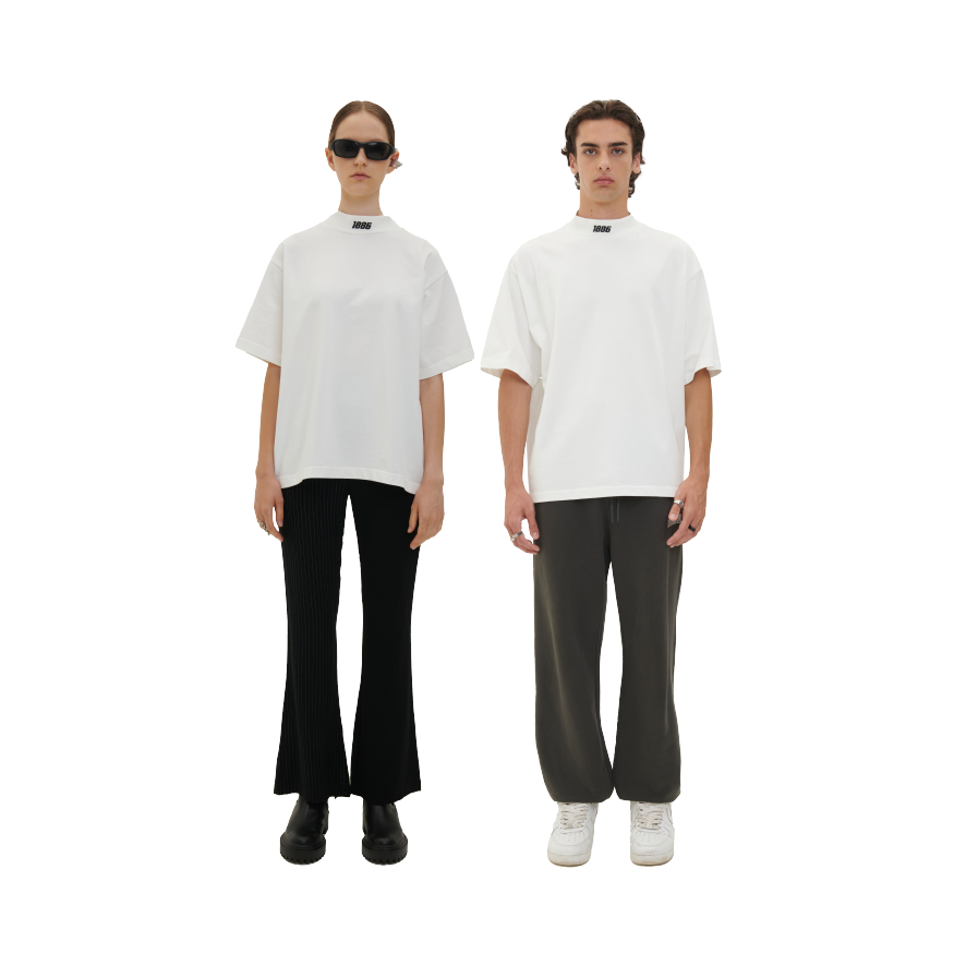 BUTTERFLY TURTLENECK T-SHIRT - OFF WHITE