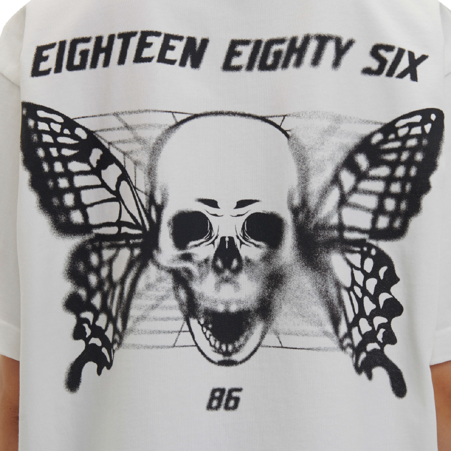 BUTTERFLY TURTLENECK T-SHIRT - OFF WHITE