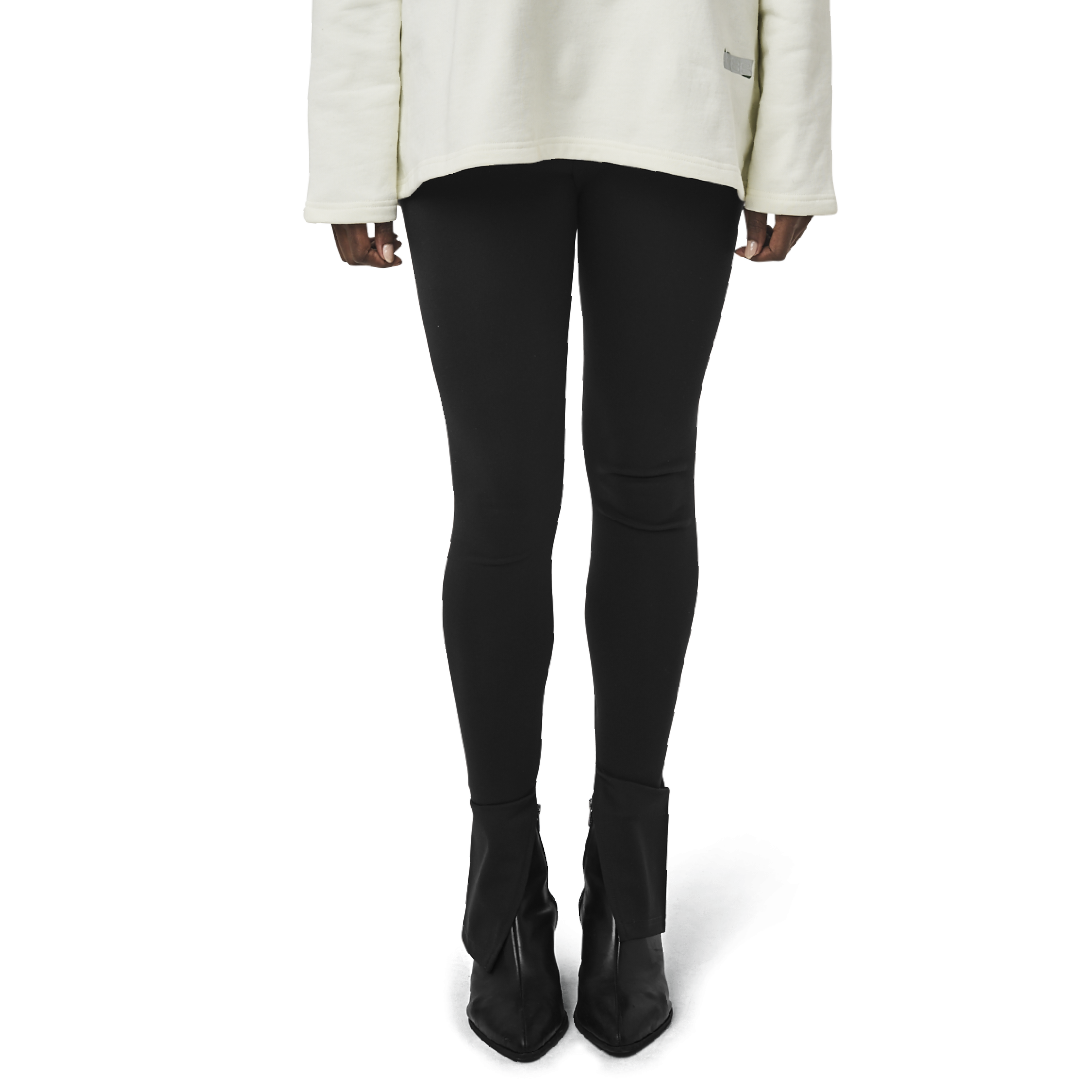 Classic leggings in black fabric featuring Eighteen Eighty-Six logo patch sewn at Elastic waistband. Open at ankle cuffs.