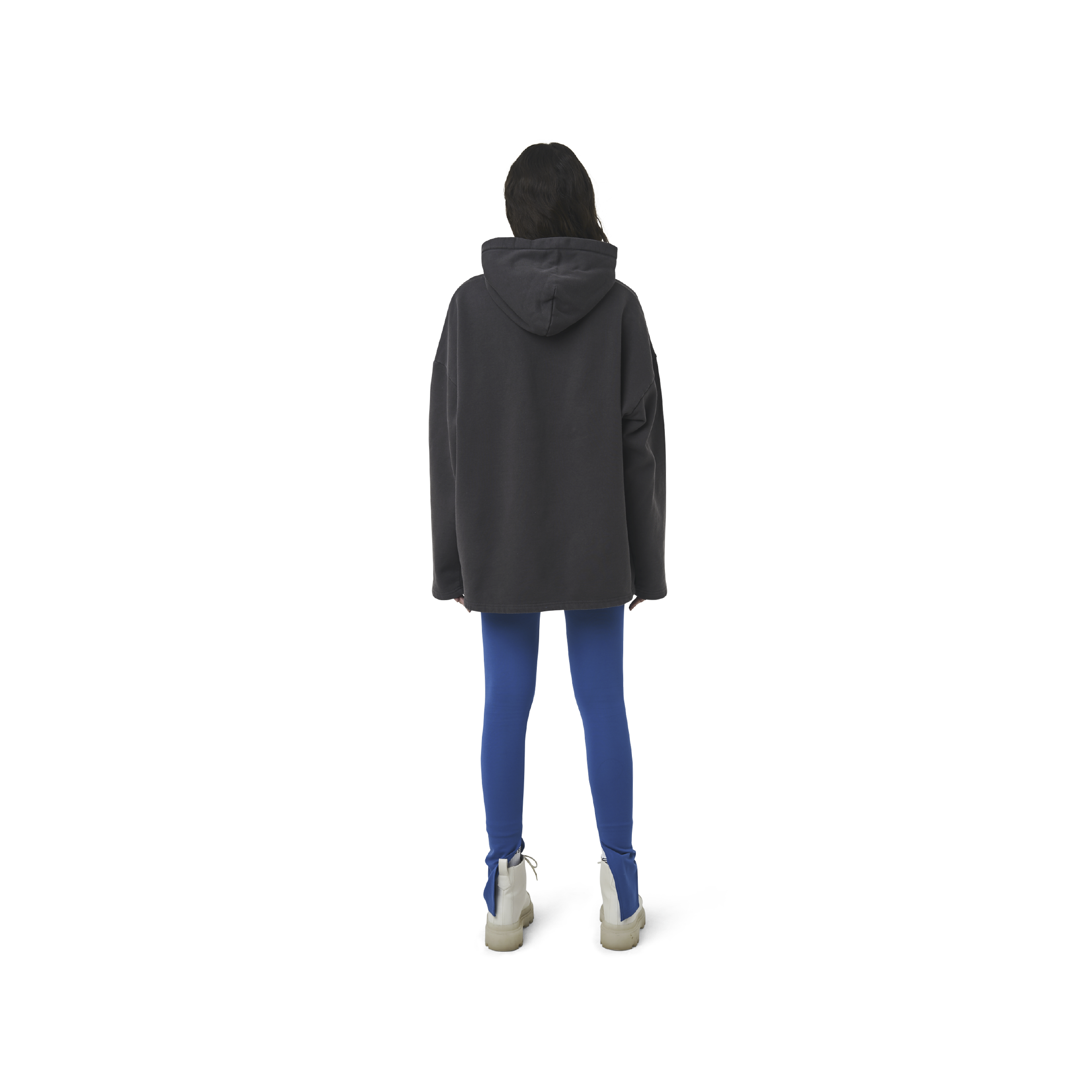 Classic leggings in blue fabric featuring Eighteen Eighty-Six logo patch sewn at Elastic waistband. Open at ankle cuffs.