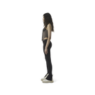 Classic leggings in coffee brown fabric featuring Eighteen Eighty-Six logo patch sewn at Elastic waistband. Open at ankle cuffs.