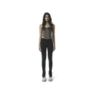 Classic leggings in coffee brown fabric featuring Eighteen Eighty-Six logo patch sewn at Elastic waistband. Open at ankle cuffs.